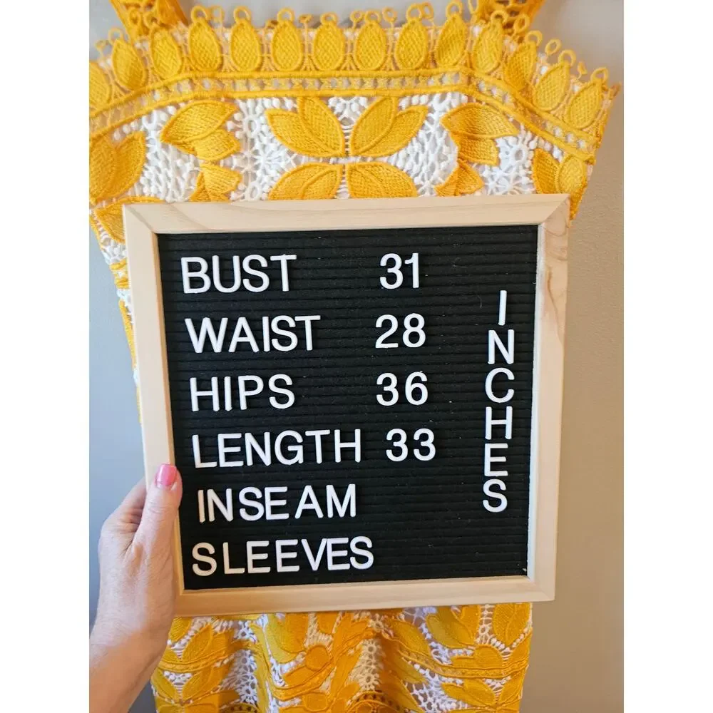 Saylor yellow white crochet summer floral mini dress sz XS